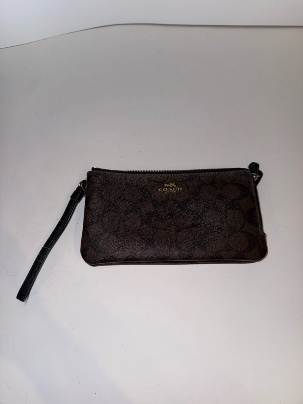 Coach Brown and Black Signature Wristlet